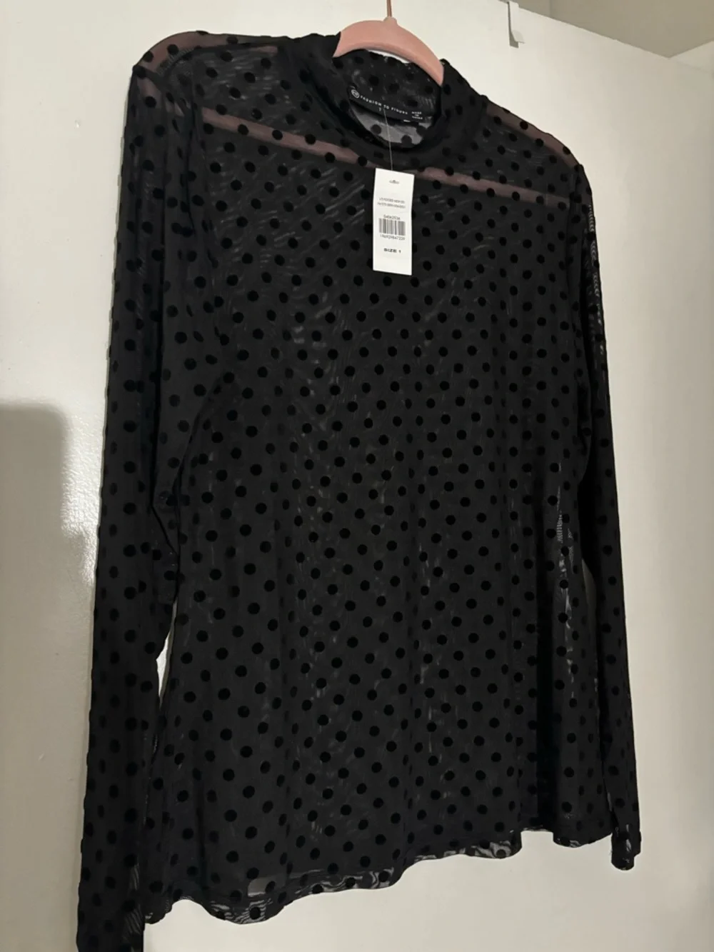 Polka Dot Long Sheer Sleeve Top - Picture 1 of 2
